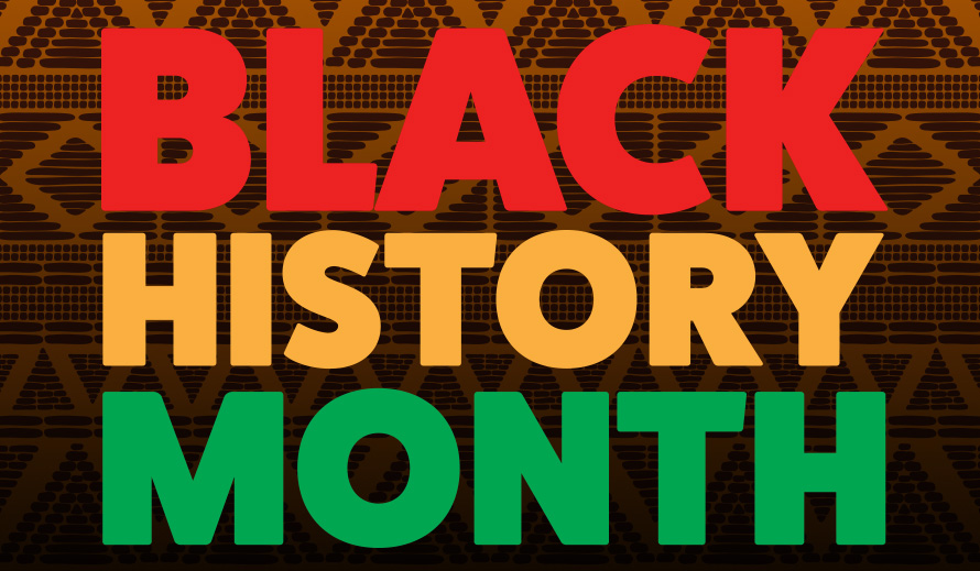 Siy rouj klere, vè ak oranj ki ap li Black History Month.