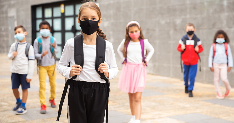 A group of kids readies to get back to the outside world. 