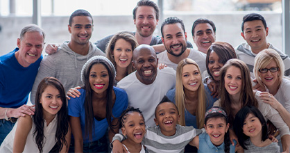 A group of diverse people come together for the 2020 Census. 