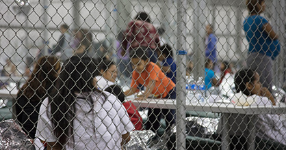 Children being held in chainlink cages by U.S. Customs and Border Protection