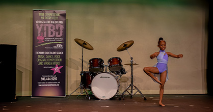 A young girl auditions during the 2020 Young Talent Big Dreams competition.